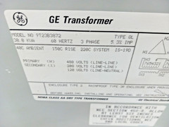 GE 30 Kva 3 Phase Transformer 480 ▲ HV 208 120 LV Wye 9T23B3872