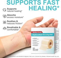 Hydrocolloid Bandages for Wound Care, 2in *12ft Extra Large Medical-Grade Hydroc