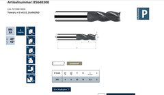 FRAISA B5640300 Carbide Corner Radius End Mill 6 mm Dia 19.00 mm LOC R0.30 3FL