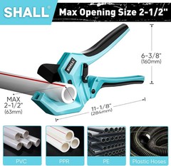 SHALL PVC Pipe Cutter, Cuts up to 2-1/2″, Heavy-Duty Aluminum Ratchet Pipe Cutte