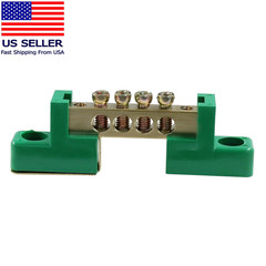 2 Pack Brass Terminal Bus Bar 4 Positions Screw Terminal Grounding Strip Block –