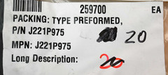 AERO CONTROLS J221P975 PREFORMED RUBBER PACKING 259700 – PACK OF 20PCS