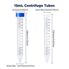 10000pc Conicial Centrifuge Tubes 15mL Clear Plastic Test Tube DN/RNase Free LAB