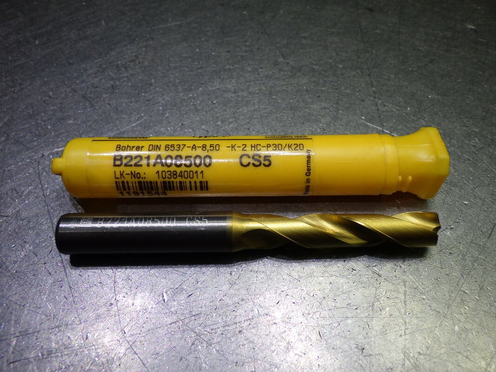 Kennametal 8.5mm Carbide Drill 10mm Shank B221A08500 CS5 (LOC2032A)