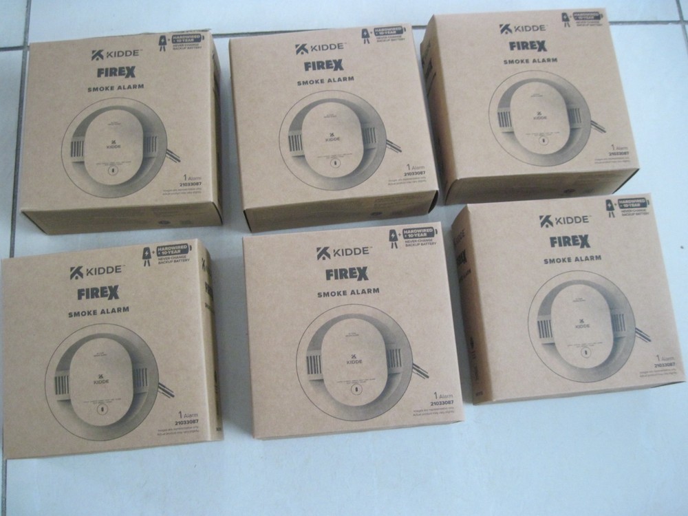 6 X Kidde Firex 21033087 SMAC10YFEX Smoke Alarm Hardwired & Battery