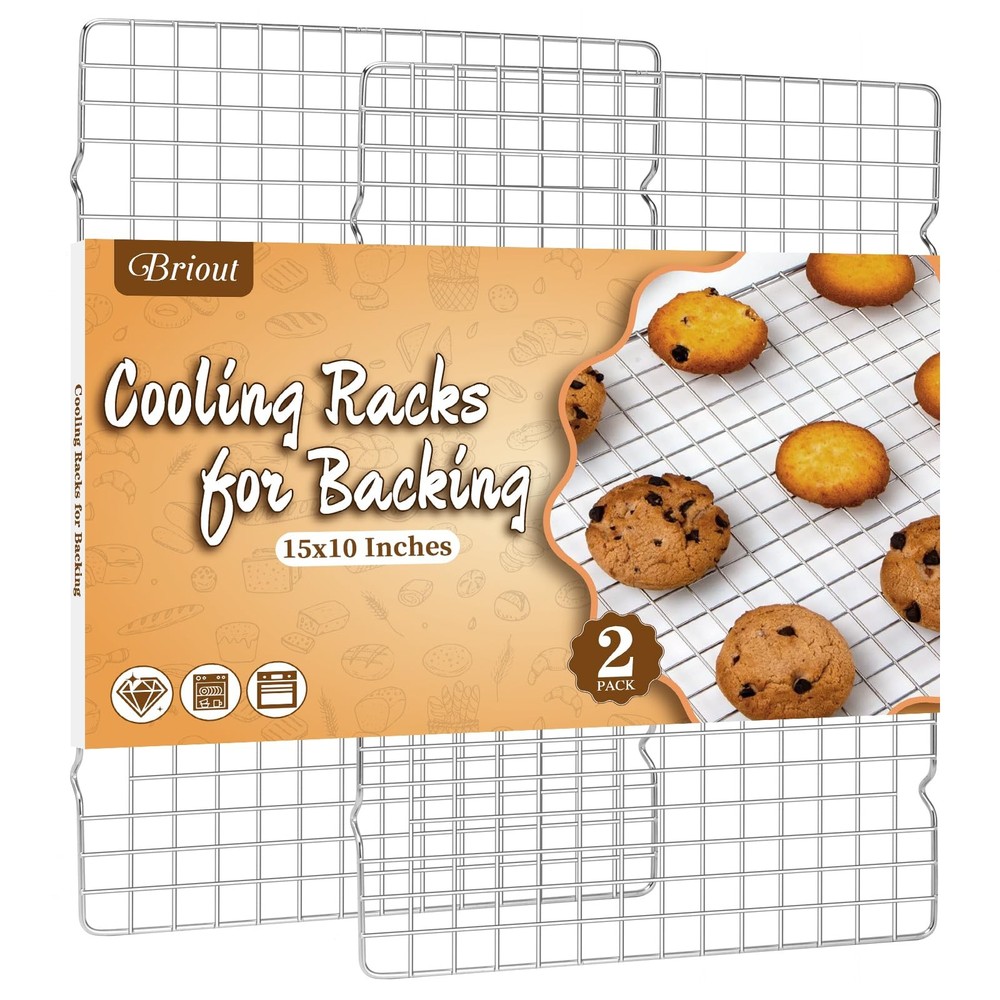 2PCS Cooling Racks For Cooking Baking 15×10 Stainless Steel Oven Wire Sheet Pan