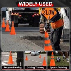 2xOrange Oxford fabric Collapsible Traffic Safety Cones 28in Park Lots Roadsides