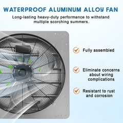 24″ Wall Mount Exhaust Fan Aluminum Shutter 3500 CFM High Airflow Low Noise NEW
