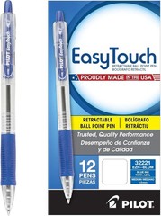 EasyTouch Refillable & Retractable Ballpoint Pens, Medium Point, Blue Ink, 12…