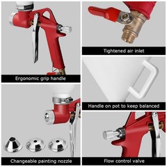 Durable Air Hopper Spray Gun Texture Tool Drywall Wall Painting Sprayer 3 Nozzle