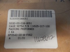 ‘1 PIECE’ – PN# 114525-317-100 – PACKING, PREFORMED – NSN:5330-00-038-8051