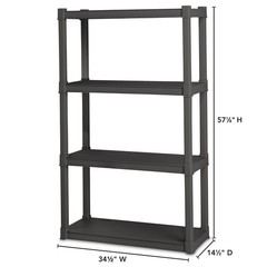Sterilite Plastic Indoor Outdoor 4 Shelf Durable Shelving Unit, Gray, 3 Pack