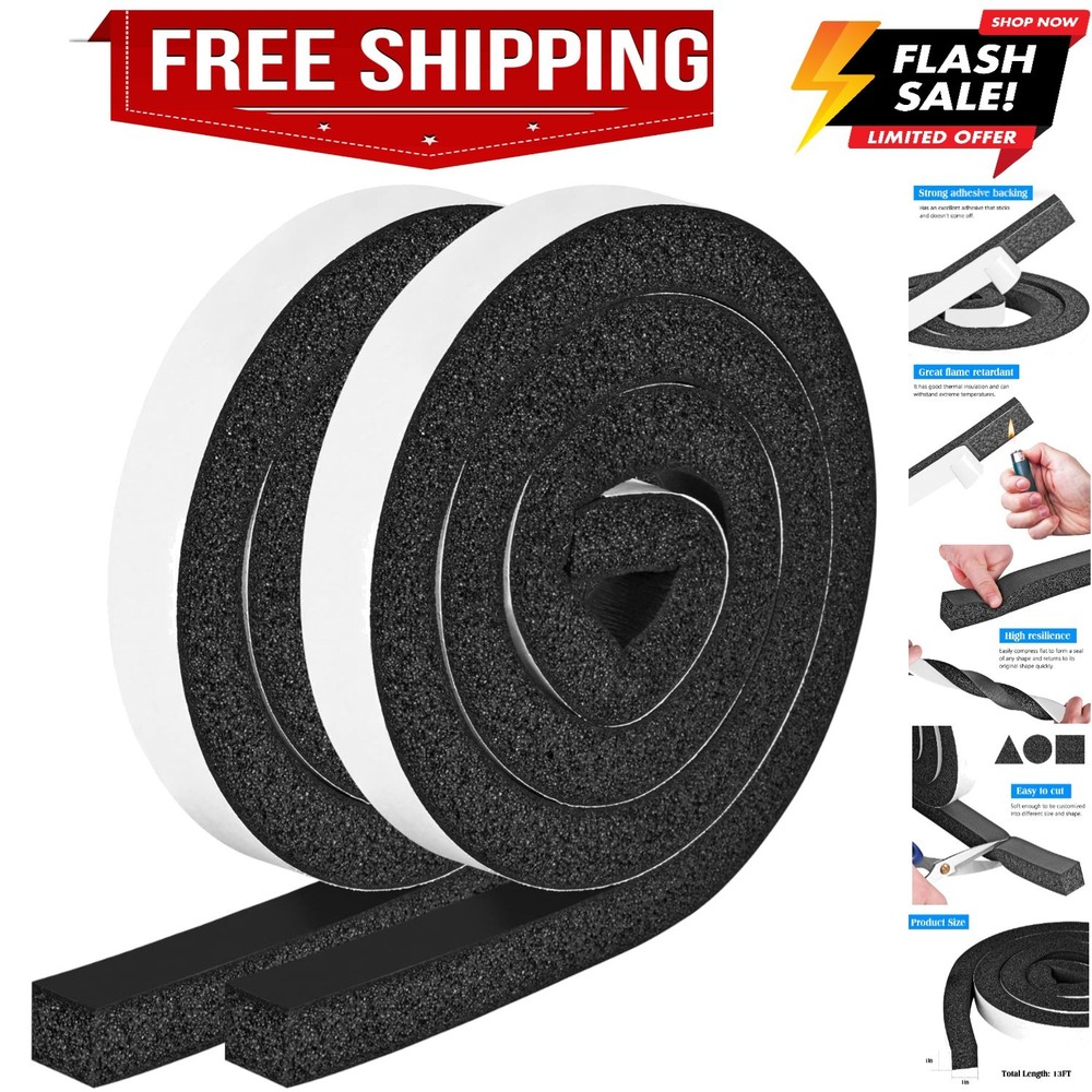 Foam Strips with Adhesive, 1 Inch Wide X 1 Inch Thick, Neoprene Weather Strip…
