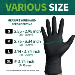 Supmedic Vinyl Disposable Exam Gloves, Black 4 X-Large, 100 X-large (Black)