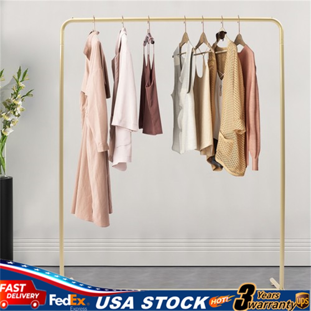 Golden Vintage Clothing Storage Shelf Garment Rack Clothes Hanger Industrial