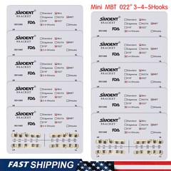 10X Dental Orthodontic Metal Brackets Braces Mini MBT Slot.022 345 Hooks ARCH
