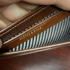 Vtg Wallet Bifold Brown Glove Cowhide Leather Striped Interior Accent Rips AS IS