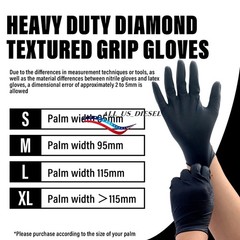 Heavy Duty Nitrile Disposable Gloves 10 Mil Diamond Texture 10 Boxes Size XL