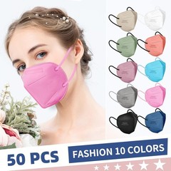 KN95 Face Masks for Adults, 50 Pack 10 Colors Disposable KN95 Masks, 5 Layer …