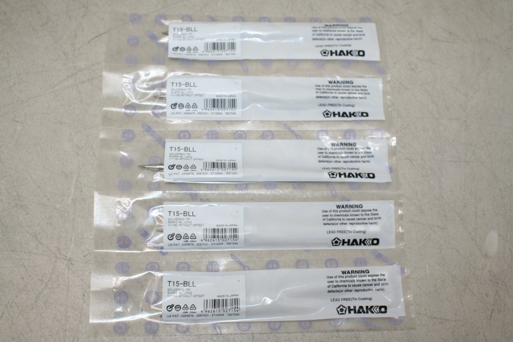 Hakko T15-BLL Soldering Tip, Long Conical, R0.2 mm x 15 mm, T15 Series(Lot of 5)