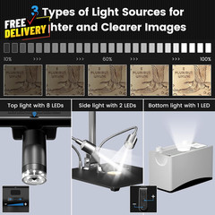 AD210 10.1 Inch LCD Digital Microscope for Adults Soldering Microscope for……