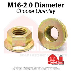 M16-2.0 Class 8 Hex Flange Nuts Zinc Yellow Coarse Thread (Pick Quantity)