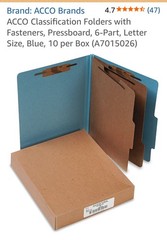 Acco 15026 Pressboard, 10 Classification Folders, Letter, Six-Section, Full Box