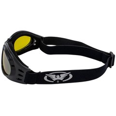 Global Vision Adventure Folding Motorcycle Goggles Black Frames with Yellow Lens