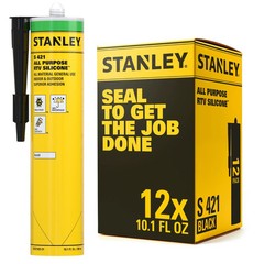 Stanley S421 All Purpose RTV Silicone Sealant Acetoxy Cure, 10.1oz 12 Pack Black