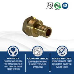 25 Pieces 1/2″ PEX A X 1/2″ FEMALE NPT EXPANSION ADAPTER F1960