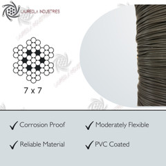 1/16″ to 3/32″ Vinyl Coated Brown Color Galvanized Cable 7×7 Strand Wire Rope