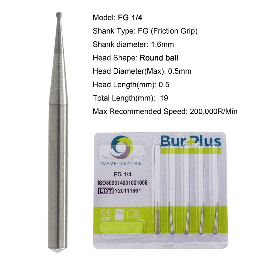 Wave Dental Round Carbide Burs 25mm Surgical FG SURG Friction Grip 19mm FG 4 6 8