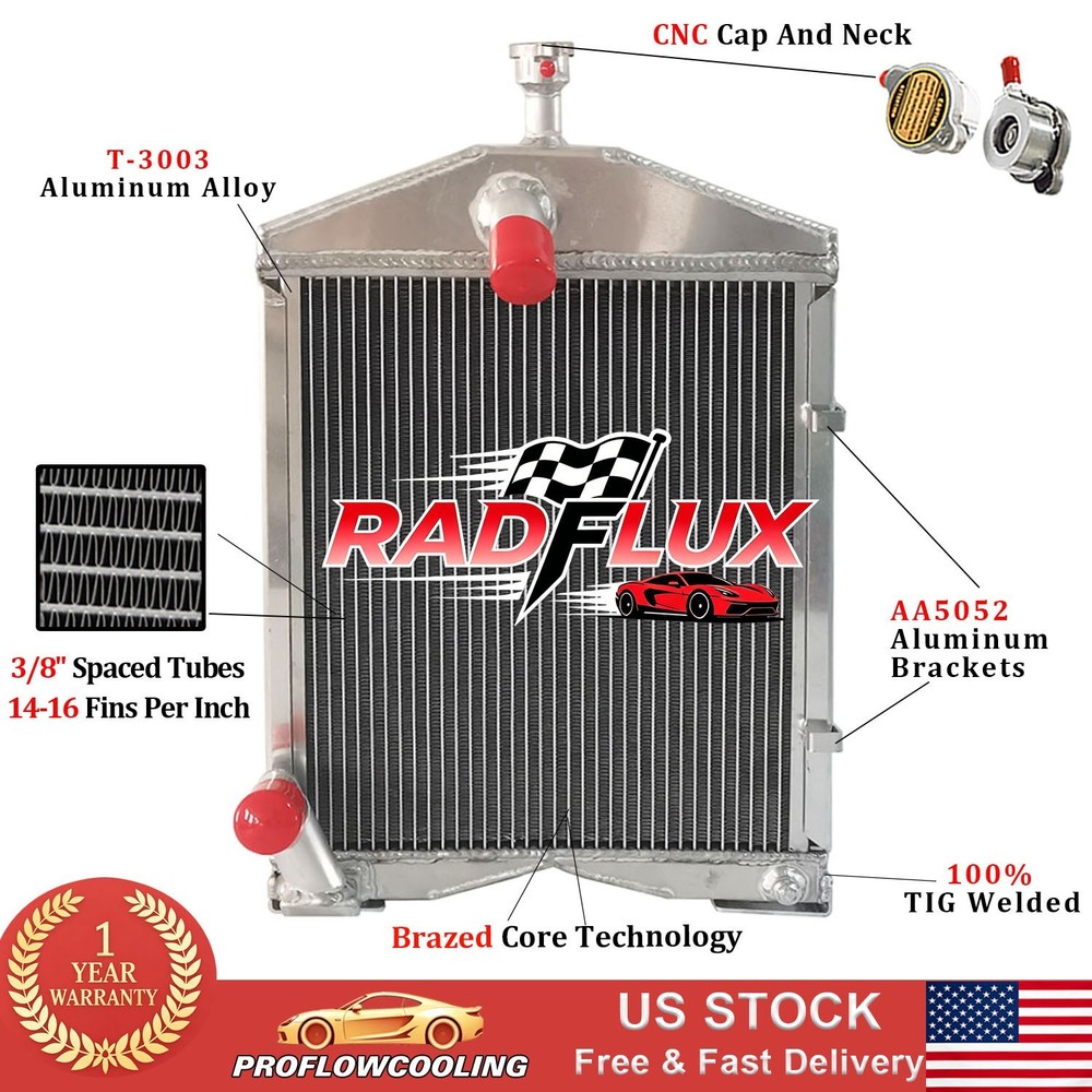 For Ford Tractors Aluminum Radiator 2N 8N 9N Models OEM# 8N8005 86551430 AR2018