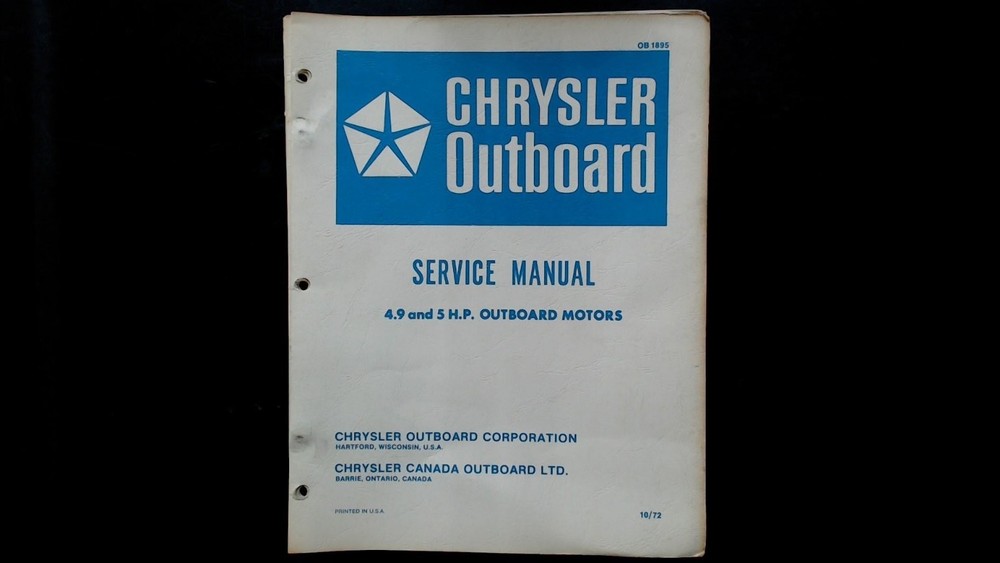Chrysler Outboard 4.9 & 5 HP Service Manual OB1895 1972 Wiring Diagrams
