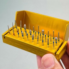 Dental Diamond Burs Drill+Disinfection Bur Block High Speed Handpiece–30Pcs/Set
