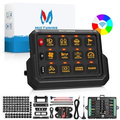 MICTUNING Wireless Switch Panel 4/6/8/12 Gang Led Toghle On-Off Switch Flash Box
