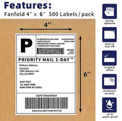 Thermal Shipping Labels for Zebra and Rollo 1 Rollo/500 PCS-4″x6″ US NEW~
