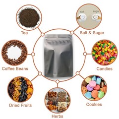 150pieces Stand up pouch Resealable Mylar Bags and 1 pack of 10 Oxygen Absorbers