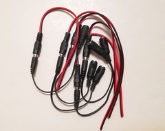 Qty5 5.5mm x 2.1mm Male/Female DC Barrel extention cables, approx 15in long