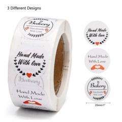 Handmade Love Bakery Sticker Labels 500 each per roll Great for Orders Crafts