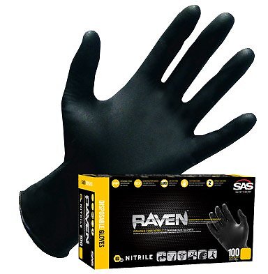 X Large 100 Pack Black Nitrile Gloves Powder Free Latex Free Puncture Resistant