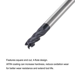 2pcs 3mm Dia 4mm Shank HRC45 Carbide AlTiN Coated 4 Flute Square End Mill