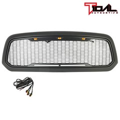 13-18 Ram 1500 Front Hood Grille Amber LED Lights ABS Shell