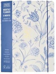 2026 Monthly 12 months Planner Orange Circle Studio OCS BOHO Blue Flowers Medium