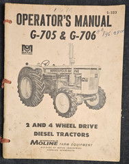 Minneapolis Moline M-705 M-706 Operator’s Manual 2&4 Wheel Drive Diesel Tractors