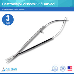 Castroviejo Scissors 5.5″ Curved Set of 3 ARTMAN