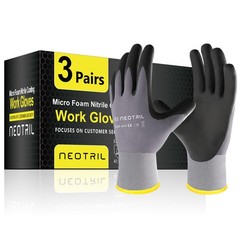 NEOTRIL Safety Work Gloves MicroFoam Nitrile Coated-3 Medium, 3 Pairs/ Grey