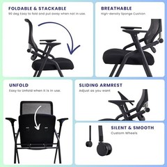 BROBRIYO BRY-001-01 Stackable Folding Chair with Ergonomic Mesh Back, Padded