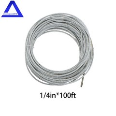 1/4″×100 FT,7×19 Galvanized Cable 1400LBS Working Load Limit for Fencing,Pulley