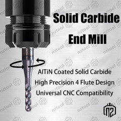 10 PCS 1/16″ 4 Flute 1-1/2″ Overall Ball Nose Carbide End Mill AlTiN Coated